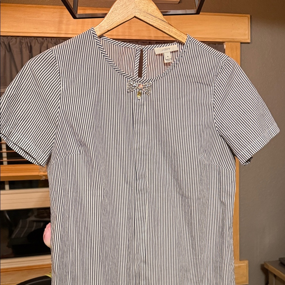 J. Crew Black and White Striped Blouse